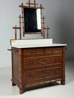 Discount Pamono Faux Bamboo Commode with Mirror, 1890s