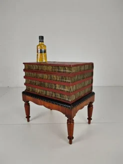Pamono Faux Book Box on Painted Stand in Leather, 1830> Trunks Crates & Baskets