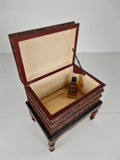 Pamono Faux Book Box on Painted Stand in Leather, 1830><noscript><img width=