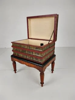 Pamono Faux Book Box on Painted Stand in Leather, 1830><noscript><img width=