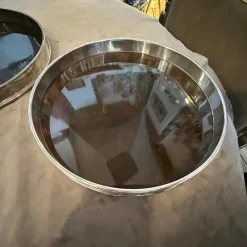 Pamono Faux Tortoiseshell Acrylic Glass and Silver-Plated Metal Barware Trays from Christian Dior, 1970s, Set of 2><noscript><img width=