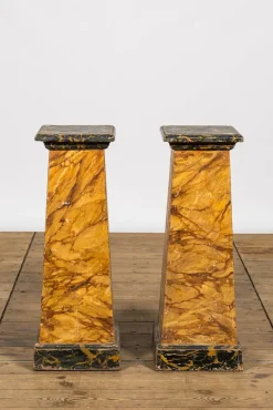 Online Pamono Faux-Marbre Wooden Pedestals, 1880, Set of 2
