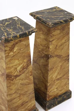 Online Pamono Faux-Marbre Wooden Pedestals, 1880, Set of 2