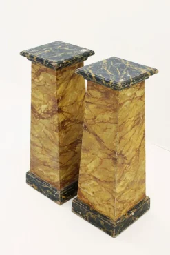 Online Pamono Faux-Marbre Wooden Pedestals, 1880, Set of 2