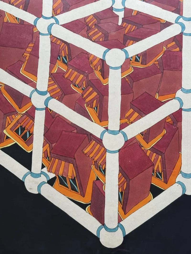 Pamono Fernand Flausch, Pop Art Composition, Mixed Media on Paper, 1972> Work On Paper