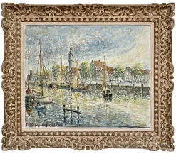 Pamono Fernand Laval, Dutch Port, 1922, Oil Painting> Impressionist
