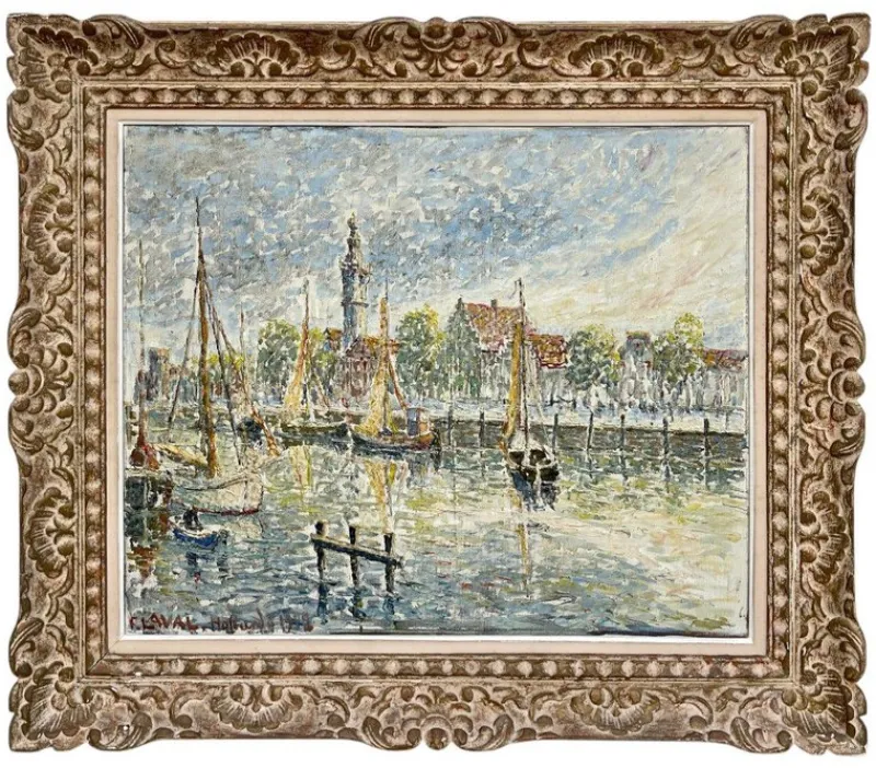 Pamono Fernand Laval, Dutch Port, 1922, Oil Painting> Impressionist