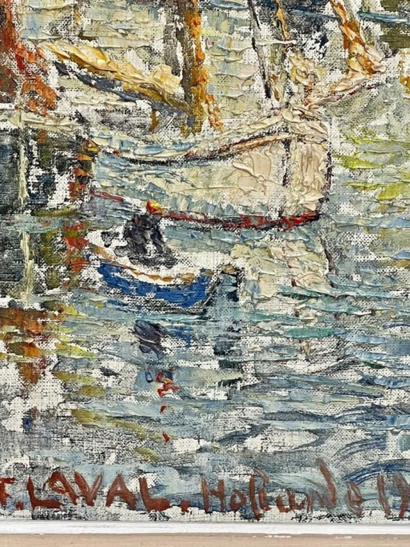 Pamono Fernand Laval, Dutch Port, 1922, Oil Painting> Impressionist