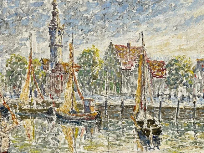 Pamono Fernand Laval, Dutch Port, 1922, Oil Painting> Impressionist