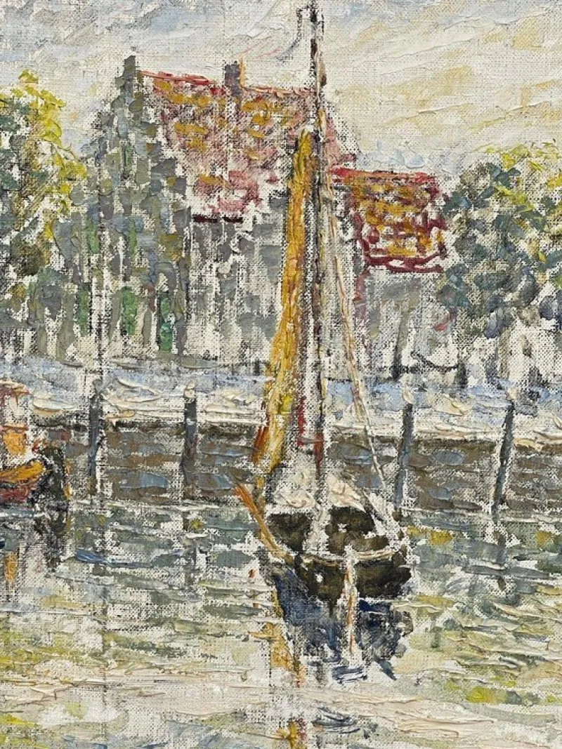 Pamono Fernand Laval, Dutch Port, 1922, Oil Painting> Impressionist