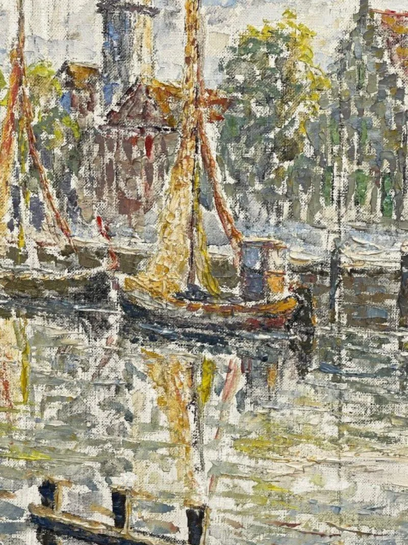 Pamono Fernand Laval, Dutch Port, 1922, Oil Painting> Impressionist