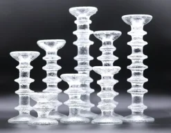 Hot Pamono Festivo Candleholders in Glass by Timo Sarpaneva for Iittala, 1960s, Set of 8
