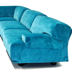 Pamono Fiandra Modular Corner Sofa in Blue Velvet by Vico Magistretti for Cassina, 1980s, Set of 5> Couches & Sofas