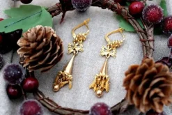 Pamono Filigree Gold Earrings with Articulated and Tilting Pendants, Set of 2> Earrings
