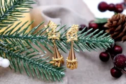 Pamono Filigree Gold Earrings with Articulated and Tilting Pendants, Set of 2><noscript><img width=