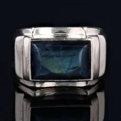 Pamono Finland Spectrolite 18 Karat Yellow Gold Signet Ring, 1950s><noscript><img width=