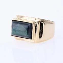 Pamono Finland Spectrolite 18 Karat Yellow Gold Signet Ring, 1950s><noscript><img width=