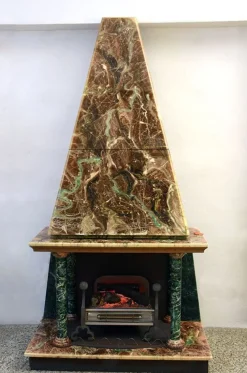 Pamono Fireplace Faux Marble With Bar Cabinet, 1950s> Fireplaces And Mantels