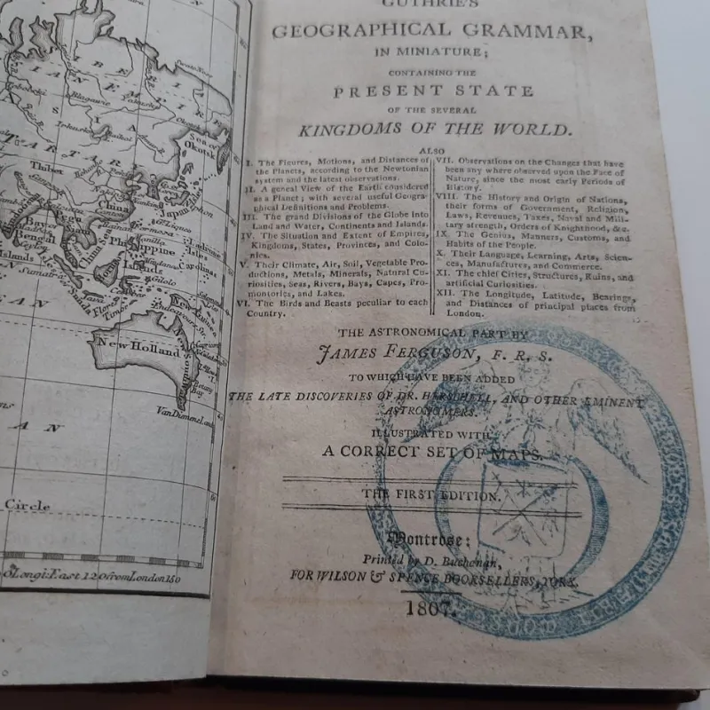 Pamono First Edition Guthries Geographical Grammmar in Miniature, 1807> Wall Decor