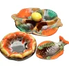Pamono Fish and Oyster Plates with Drip Glaze from Vallauris, Set of 3> Serving Dishes