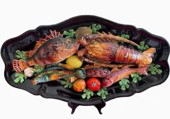 Pamono Fish and Seafood Dishes from Vallauris, Set of 3> Serving Dishes