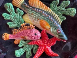 Pamono Fish and Seafood Dishes from Vallauris, Set of 3><noscript><img width=
