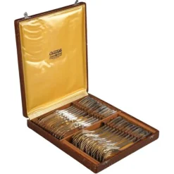 Hot Pamono Fish Service with Forks and Knives from Christofle, 1960s, Set of 24