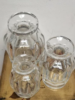 Pamono Flat Cut Clear Crystal Malmaison Perfume Bottles with Stoppers from Baccarat, 1940s, Set of 3><noscript><img width=