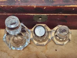 Pamono Flat Cut Clear Crystal Malmaison Perfume Bottles with Stoppers from Baccarat, 1940s, Set of 3><noscript><img width=