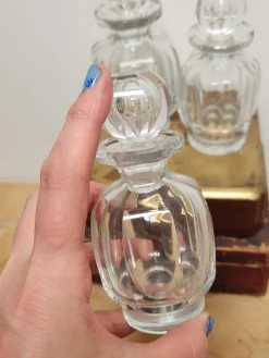 Pamono Flat Cut Clear Crystal Malmaison Perfume Bottles with Stoppers from Baccarat, 1940s, Set of 3><noscript><img width=