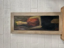 Pamono Flemish Artist, Female Portrait, Painting on Wood, 1950s