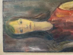 Pamono Flemish Artist, Female Portrait, Painting on Wood, 1950s