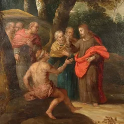 Clearance Pamono Flemish School Artist, Healing Scene, 1600s, Oil on Copper, Framed