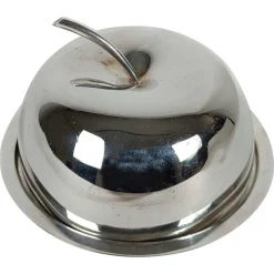 New Pamono Fleuron Silver Plated Apple-Shaped Butter Box attributed to Lino Sabattini for Christofle, 1970s