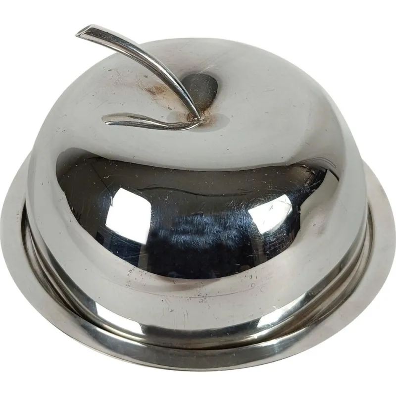 New Pamono Fleuron Silver Plated Apple-Shaped Butter Box attributed to Lino Sabattini for Christofle, 1970s
