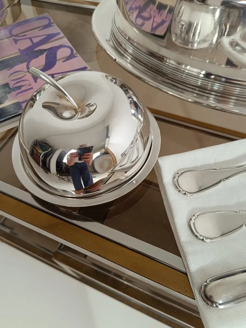 New Pamono Fleuron Silver Plated Apple-Shaped Butter Box attributed to Lino Sabattini for Christofle, 1970s
