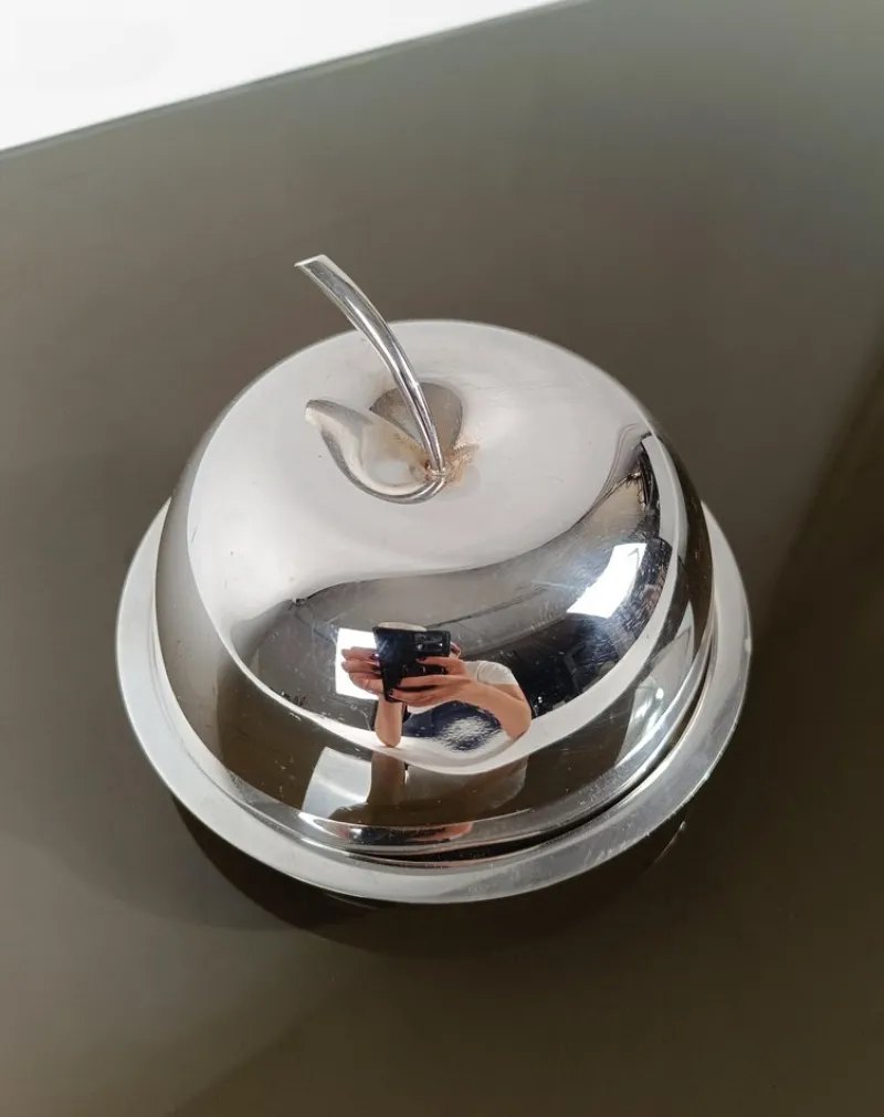 New Pamono Fleuron Silver Plated Apple-Shaped Butter Box attributed to Lino Sabattini for Christofle, 1970s
