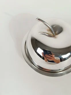 New Pamono Fleuron Silver Plated Apple-Shaped Butter Box attributed to Lino Sabattini for Christofle, 1970s