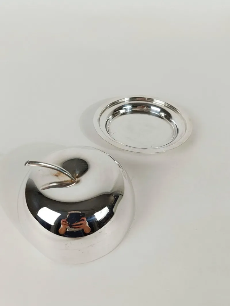 New Pamono Fleuron Silver Plated Apple-Shaped Butter Box attributed to Lino Sabattini for Christofle, 1970s
