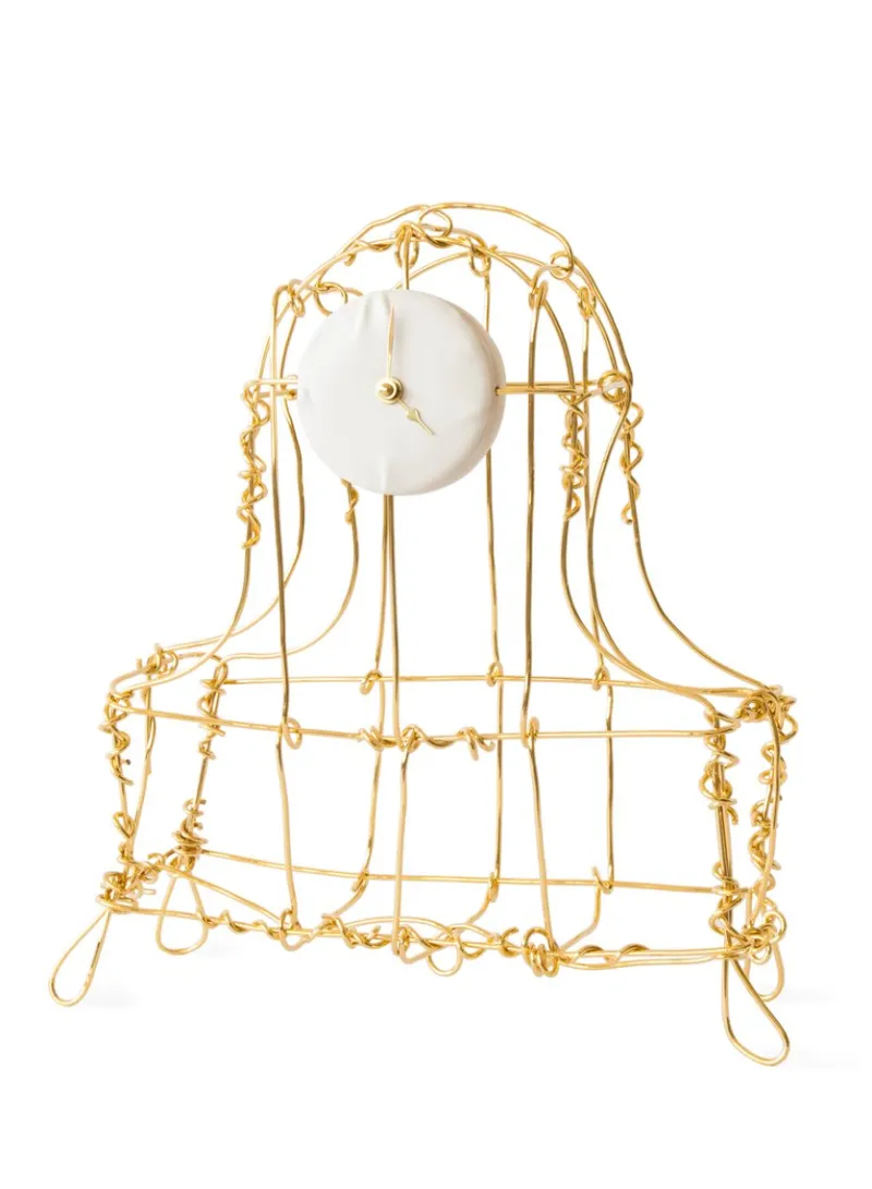 Pamono Floating Frame 24K Gold Mantel Clock by Kiki Van Eijk & Joost Van Bleiswijk The Exceptional> Clocks