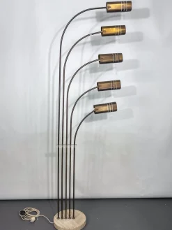 Best Pamono Floor Lamp in Brass and Travertine attributed to Goffredo Reggiani, Italy, 1960s