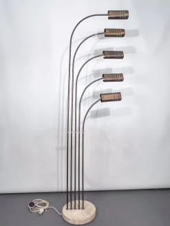 Best Pamono Floor Lamp in Brass and Travertine attributed to Goffredo Reggiani, Italy, 1960s