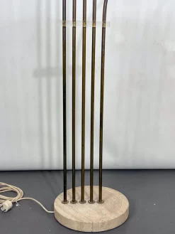 Best Pamono Floor Lamp in Brass and Travertine attributed to Goffredo Reggiani, Italy, 1960s