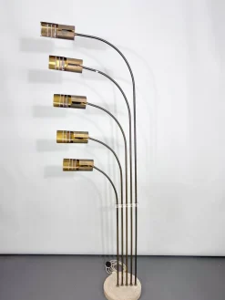 Best Pamono Floor Lamp in Brass and Travertine attributed to Goffredo Reggiani, Italy, 1960s