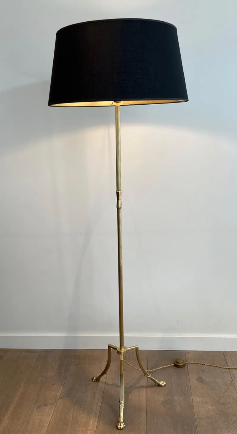 Pamono Floor Lamp in Brass and Tripod Base with Claw Feet from Maison Jansen> Floor Lamps