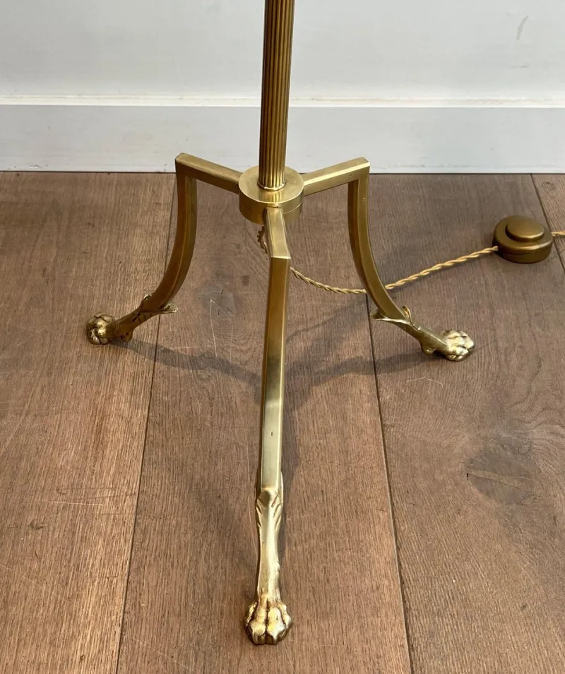 Pamono Floor Lamp in Brass and Tripod Base with Claw Feet from Maison Jansen> Floor Lamps