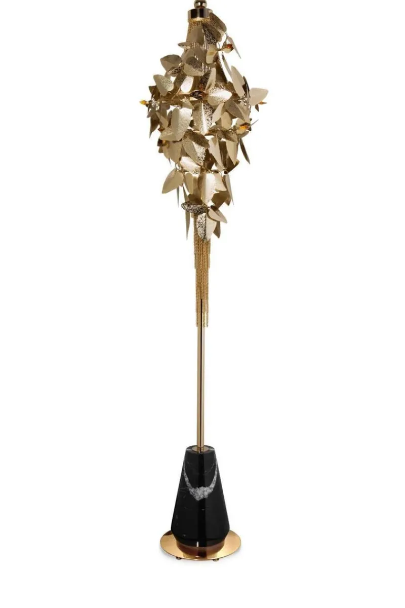 Pamono Floor Lamp in Gold-Plated Brass, Marble and Swarovski Crystals> Floor Lamps