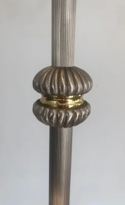 Pamono Floor Lamp in Silver Metal and Brass with 6 Arms, 1920s><noscript><img width=