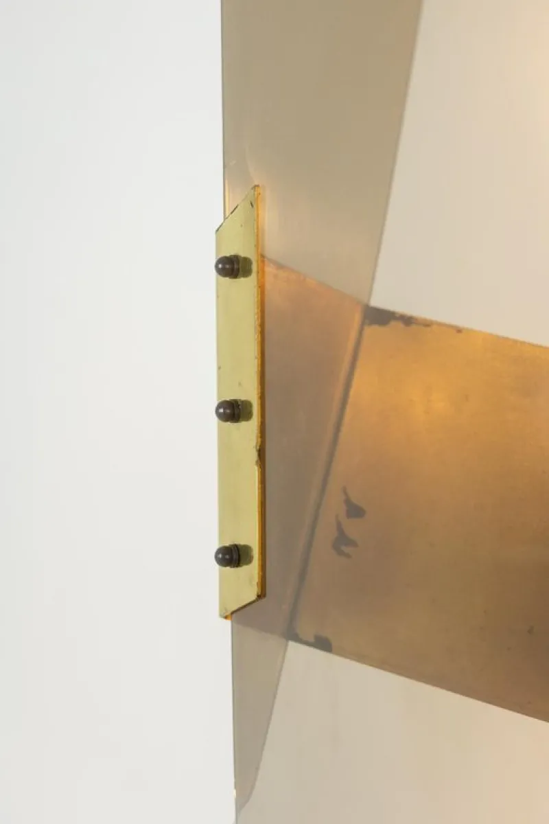 Pamono Floor Lamp in Smoked Folded Acrylic Glass by Giuseppe Calonaci, 1970s> Floor Lamps