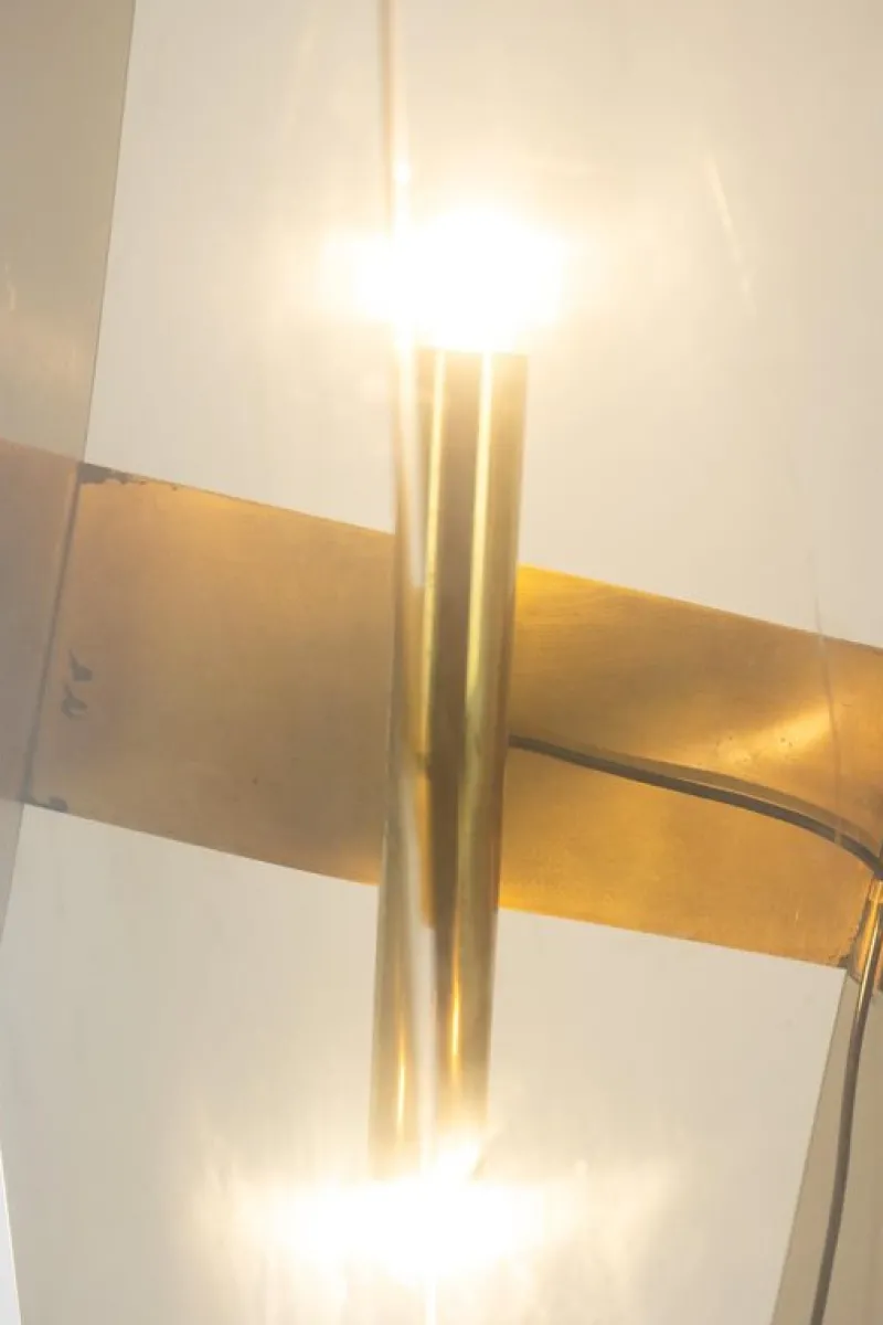 Pamono Floor Lamp in Smoked Folded Acrylic Glass by Giuseppe Calonaci, 1970s> Floor Lamps